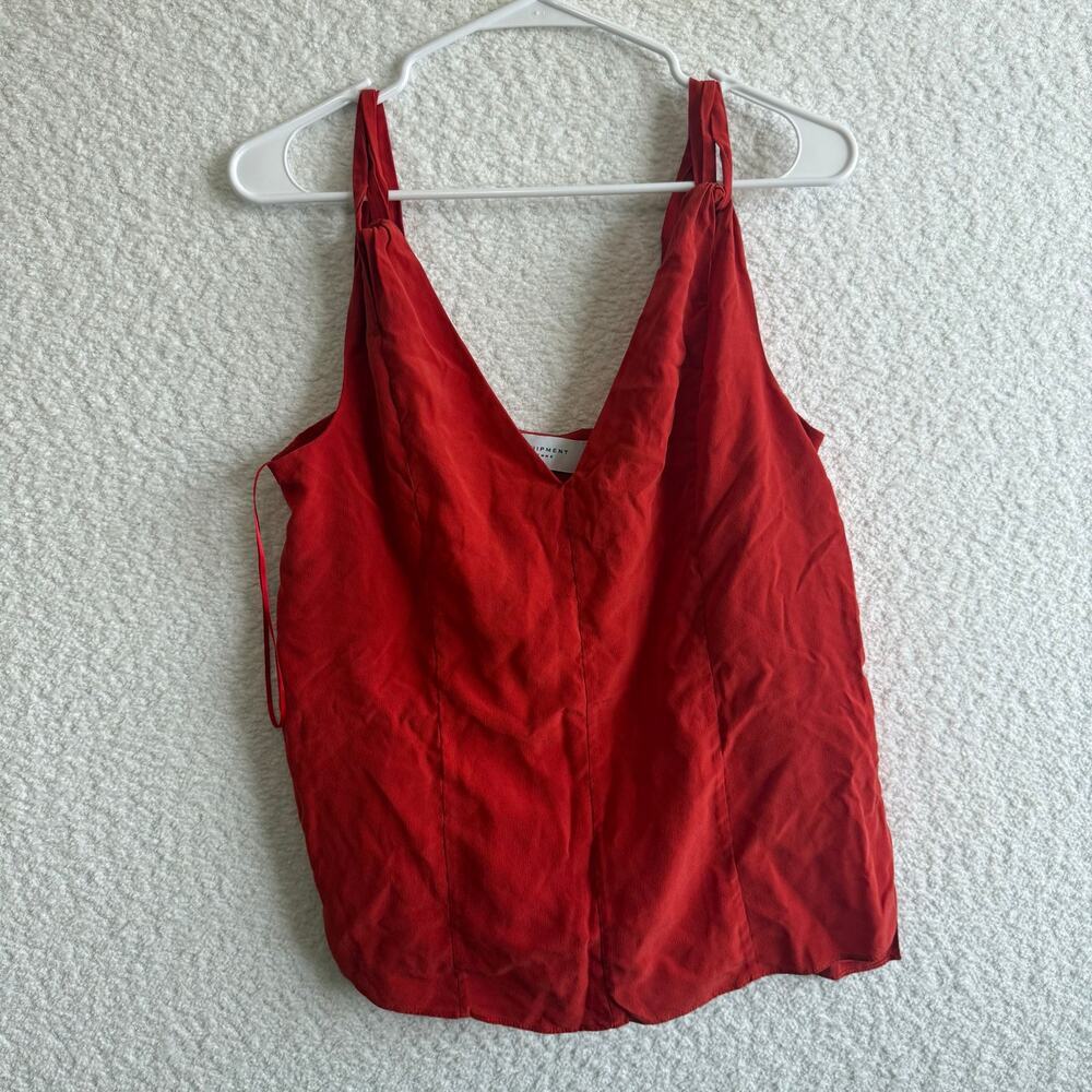 Equipment femme womens red top size medium 100% shell silk summer spring